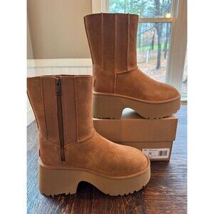 UGG Women's Classic Twin Seam New Heights Chestnut Platform Boots NIB Size 8